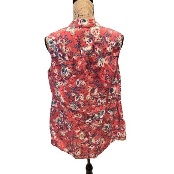 Charter Club Women's Plus 14W Pink Floral Sleeveless Blouse Ruffle Neck - Picture 5 of 7
